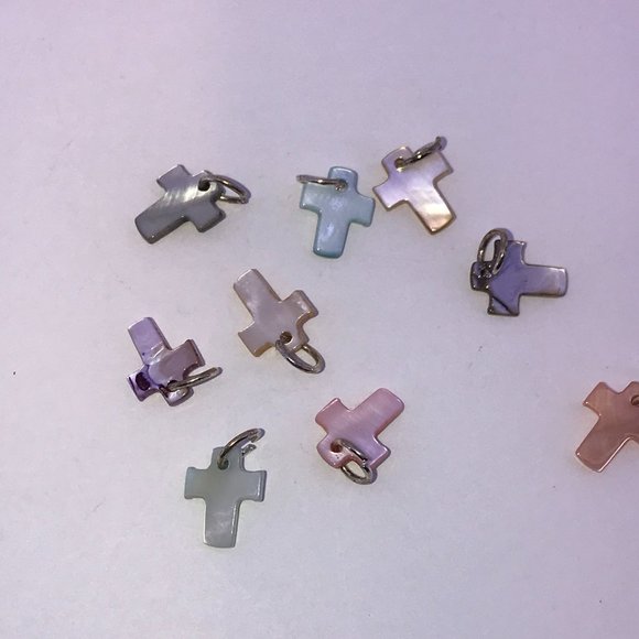 Small Brown Shell Cross Charms - Picture 2 of 5